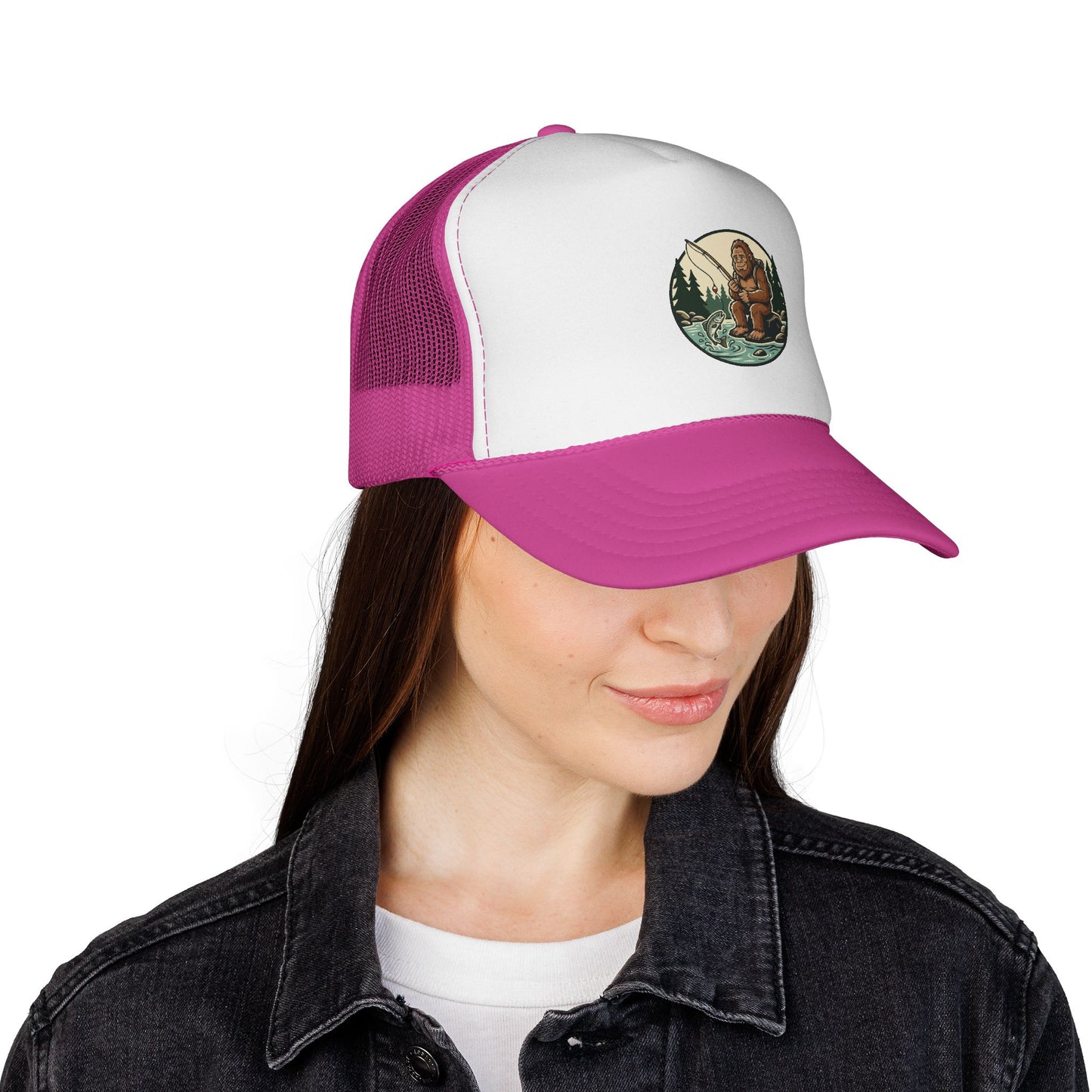 Bigfoot Forest Trucker Cap - Vintage Sasquatch Camping Hat