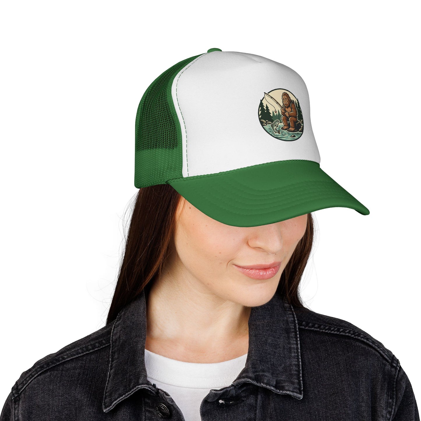 Bigfoot Forest Trucker Cap - Vintage Sasquatch Camping Hat