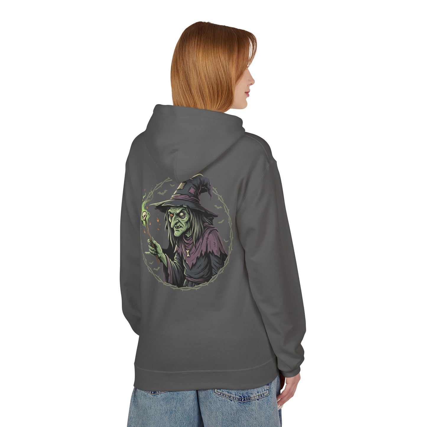 Witchy Green Witch Hoodie – Spooky Halloween Graphic Pullover