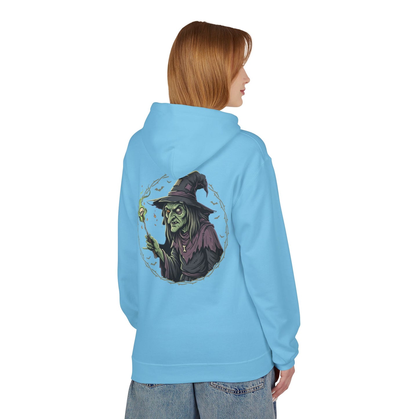 Witchy Green Witch Hoodie – Spooky Halloween Graphic Pullover