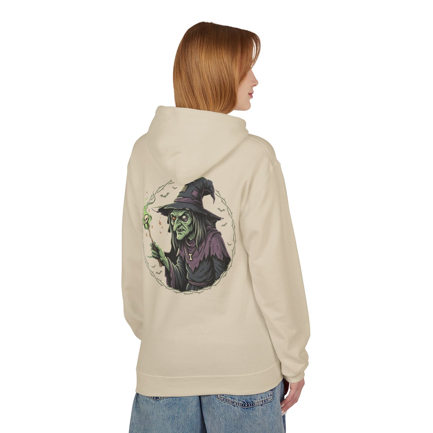 Witchy Green Witch Hoodie – Spooky Halloween Graphic Pullover