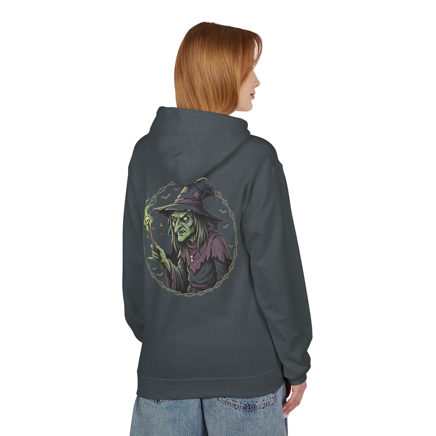 Witchy Green Witch Hoodie – Spooky Halloween Graphic Pullover