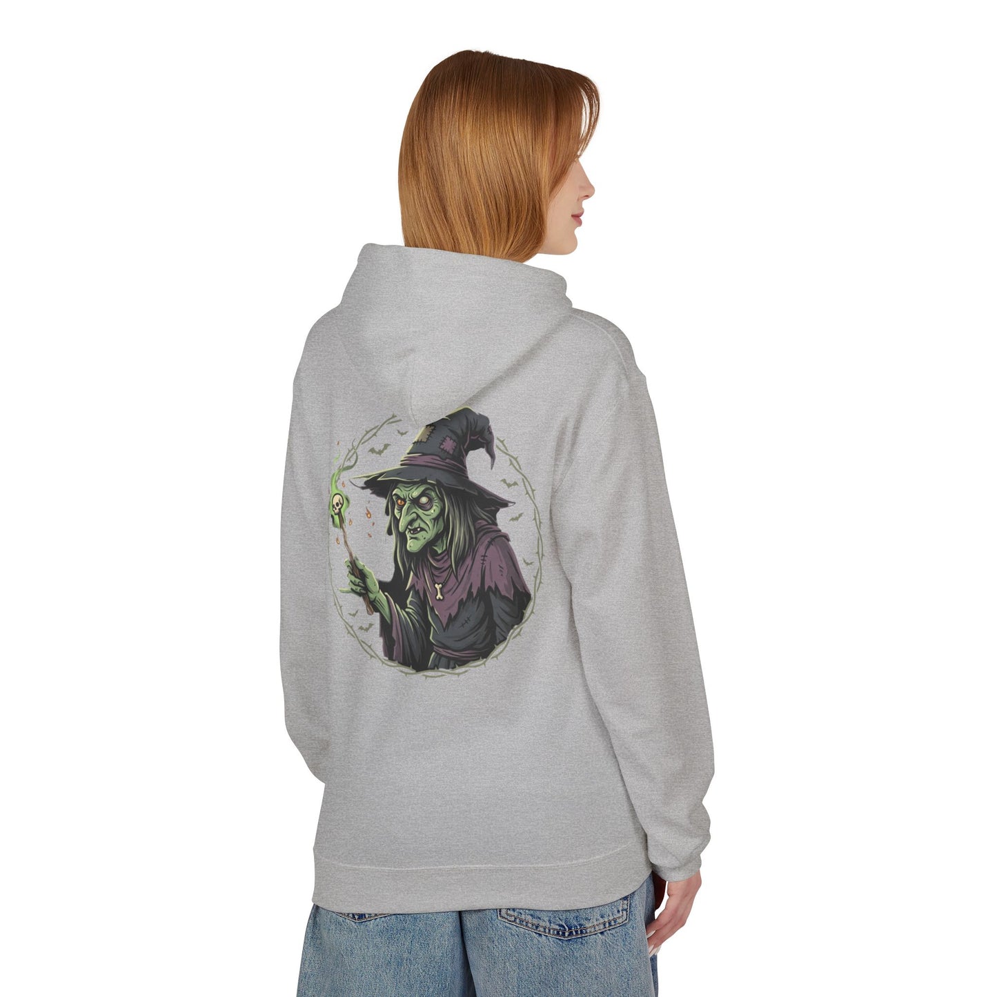 Witchy Green Witch Hoodie – Spooky Halloween Graphic Pullover