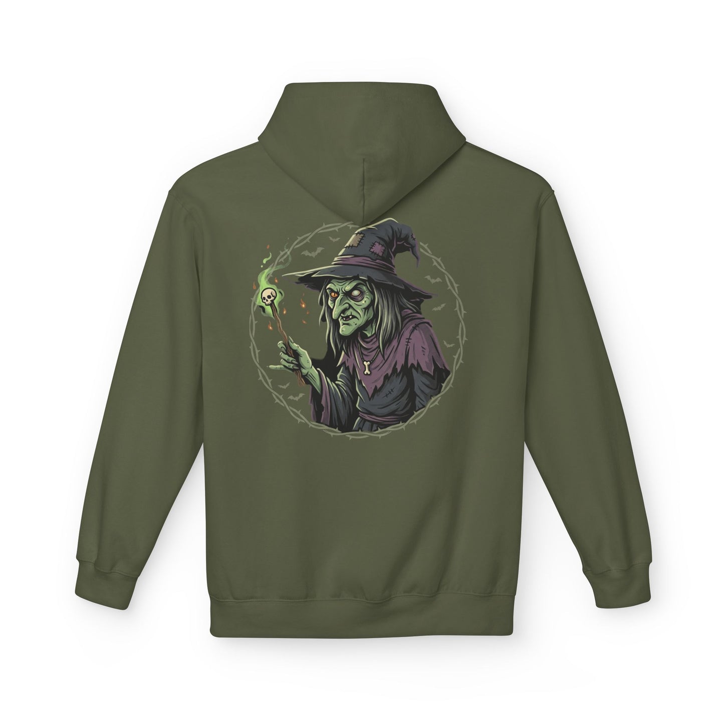 Witchy Green Witch Hoodie – Spooky Halloween Graphic Pullover