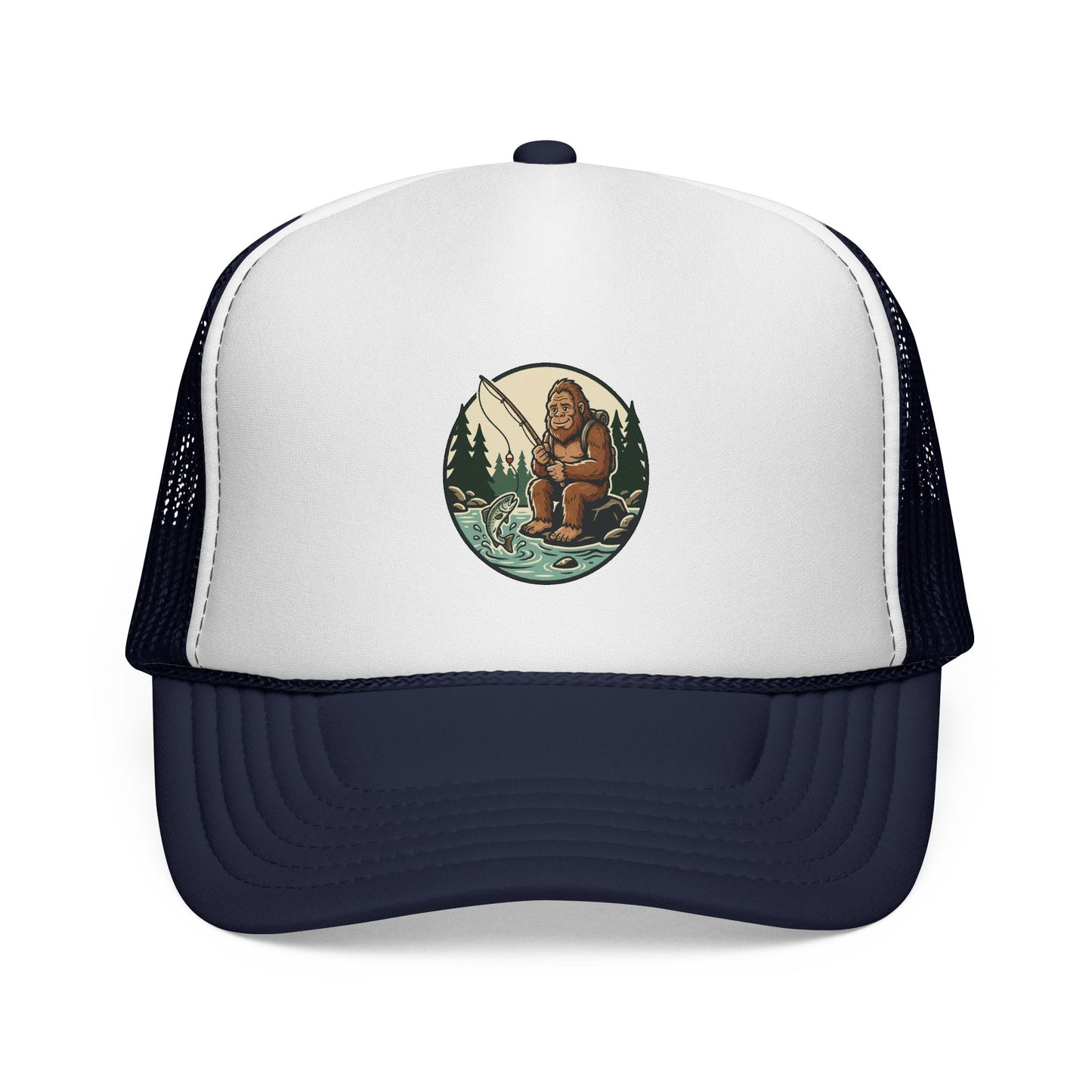 Bigfoot Forest Trucker Cap - Vintage Sasquatch Camping Hat