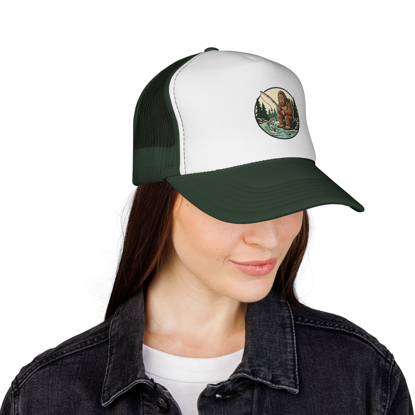 Bigfoot Forest Trucker Cap - Vintage Sasquatch Camping Hat