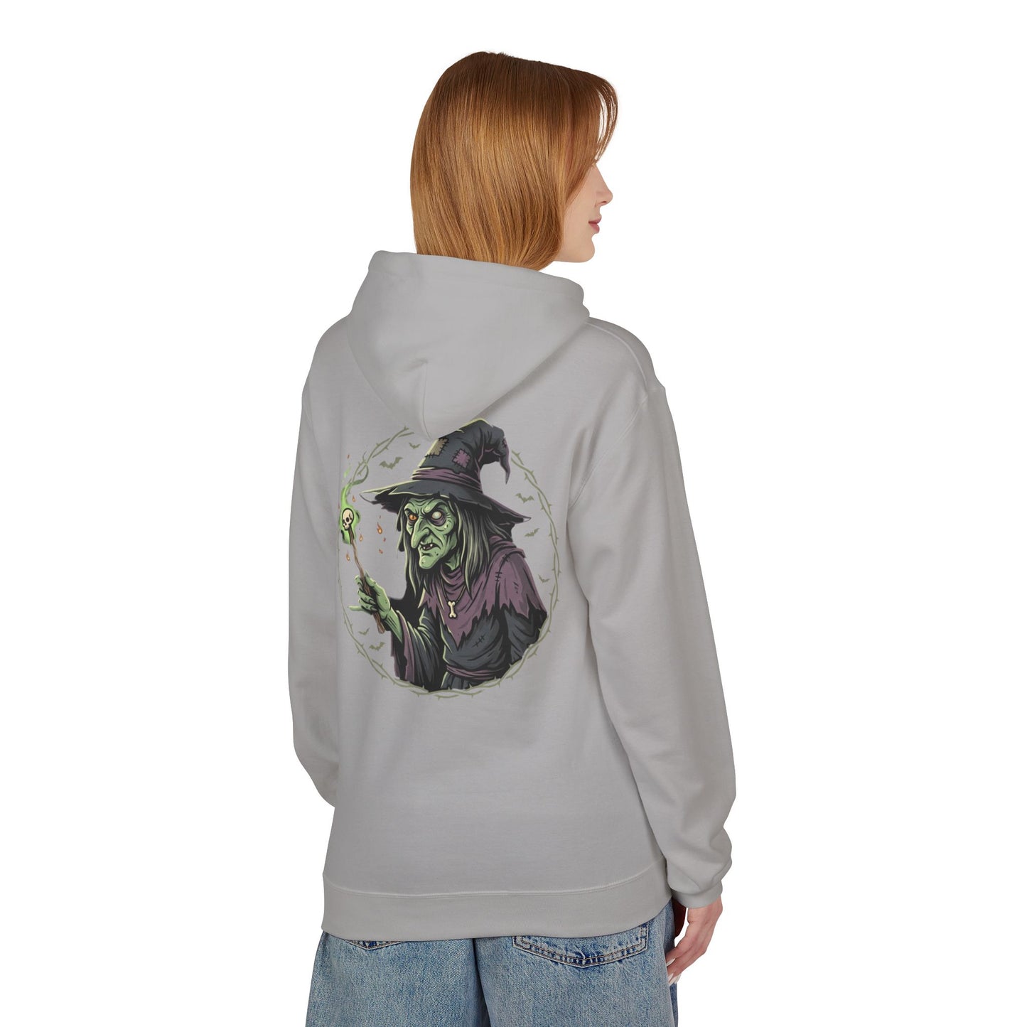 Witchy Green Witch Hoodie – Spooky Halloween Graphic Pullover