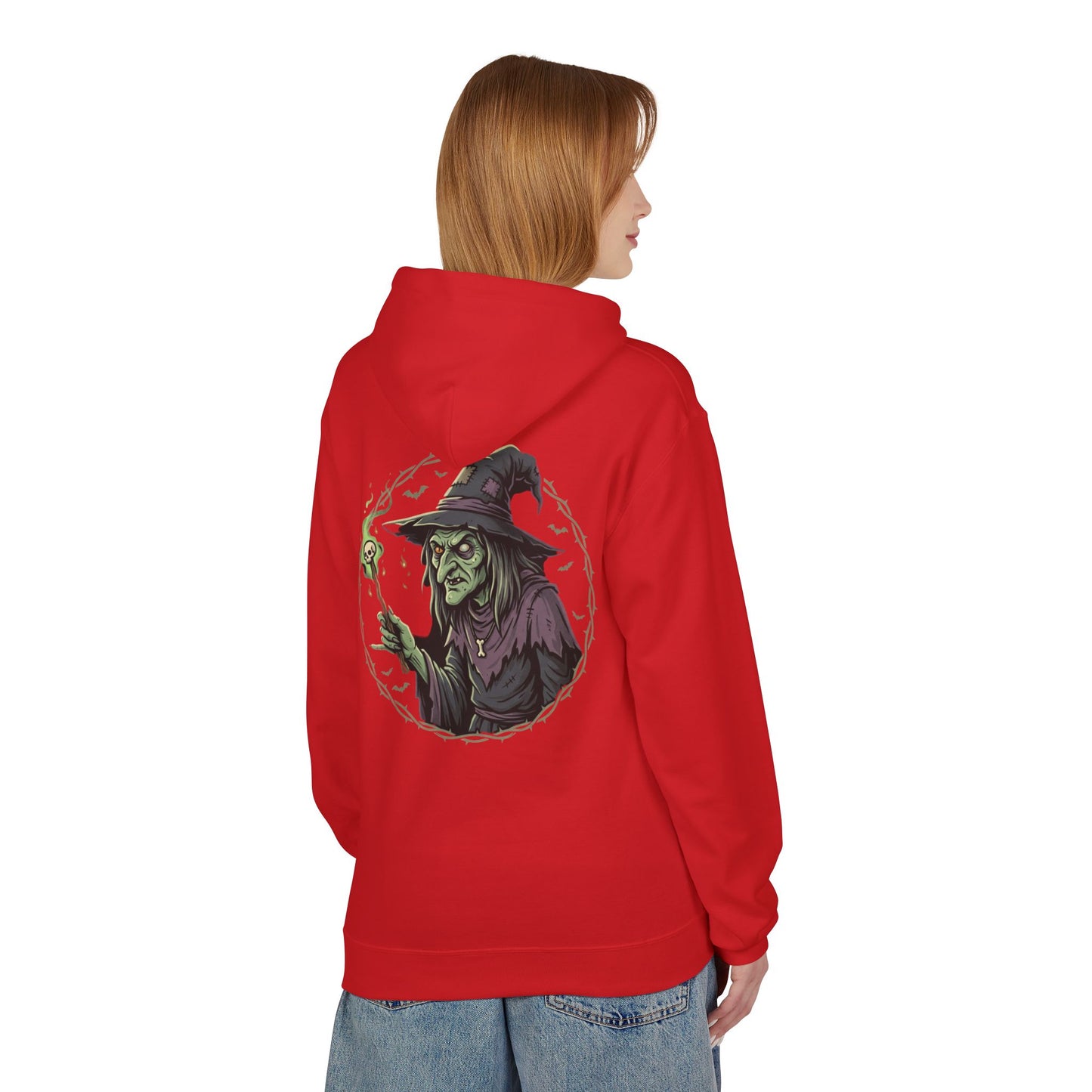 Witchy Green Witch Hoodie – Spooky Halloween Graphic Pullover