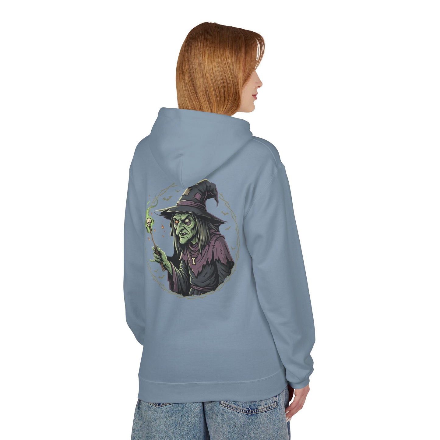 Witchy Green Witch Hoodie – Spooky Halloween Graphic Pullover
