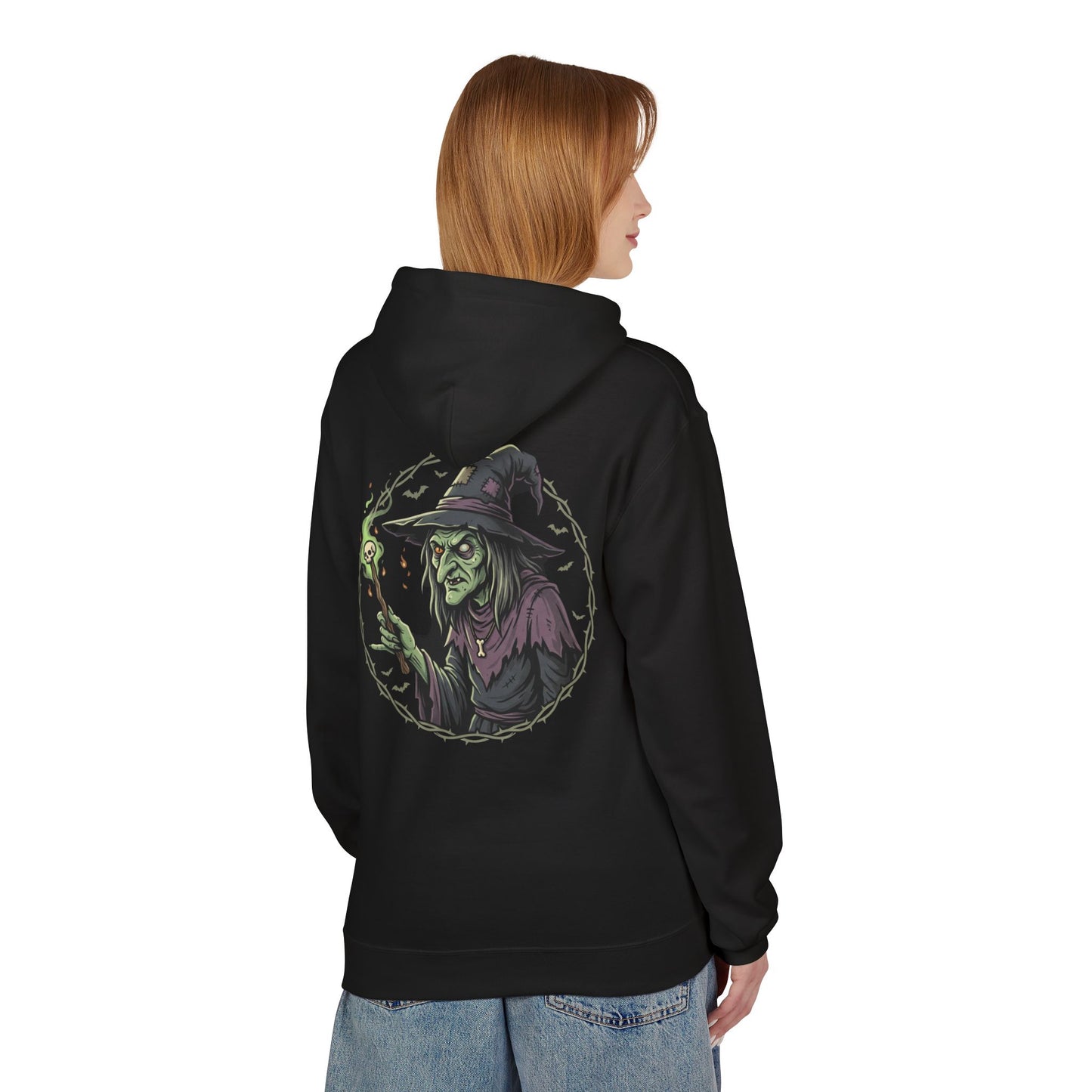 Witchy Green Witch Hoodie – Spooky Halloween Graphic Pullover