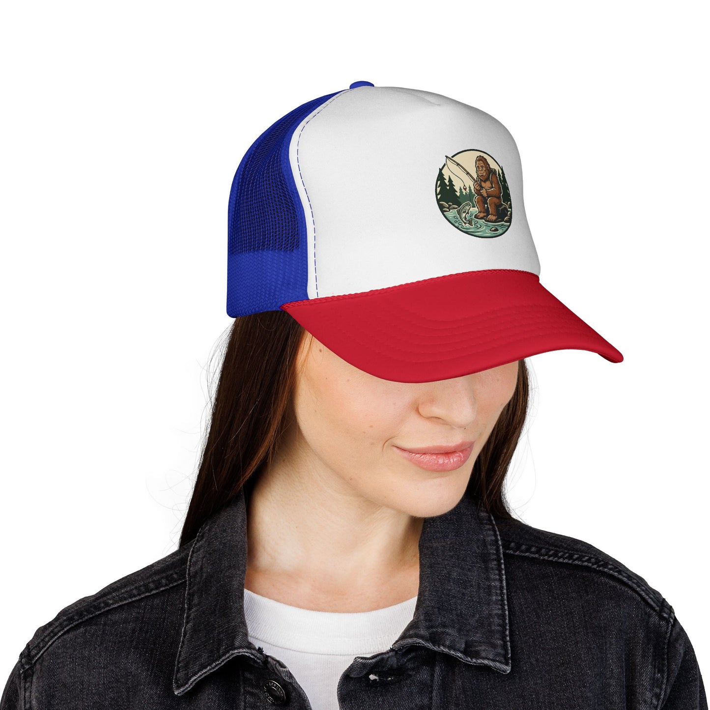 Bigfoot Forest Trucker Cap - Vintage Sasquatch Camping Hat