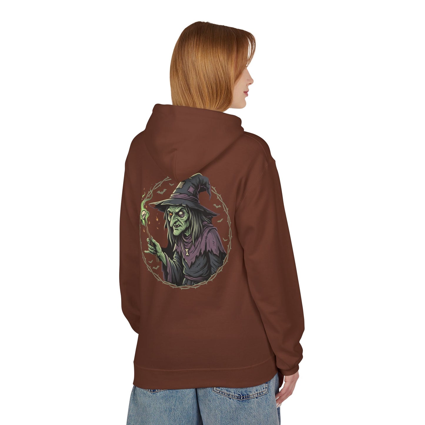 Witchy Green Witch Hoodie – Spooky Halloween Graphic Pullover