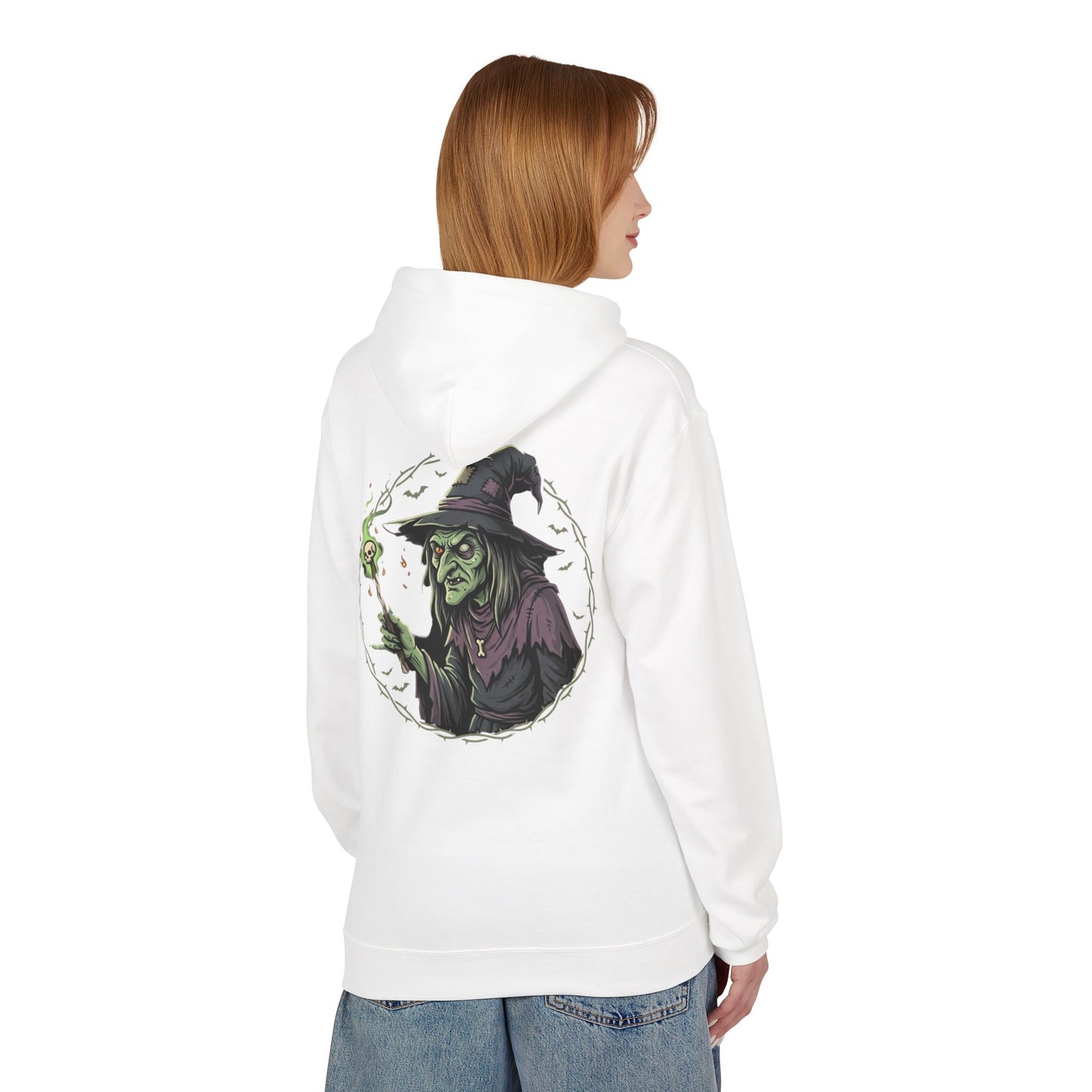 Witchy Green Witch Hoodie – Spooky Halloween Graphic Pullover