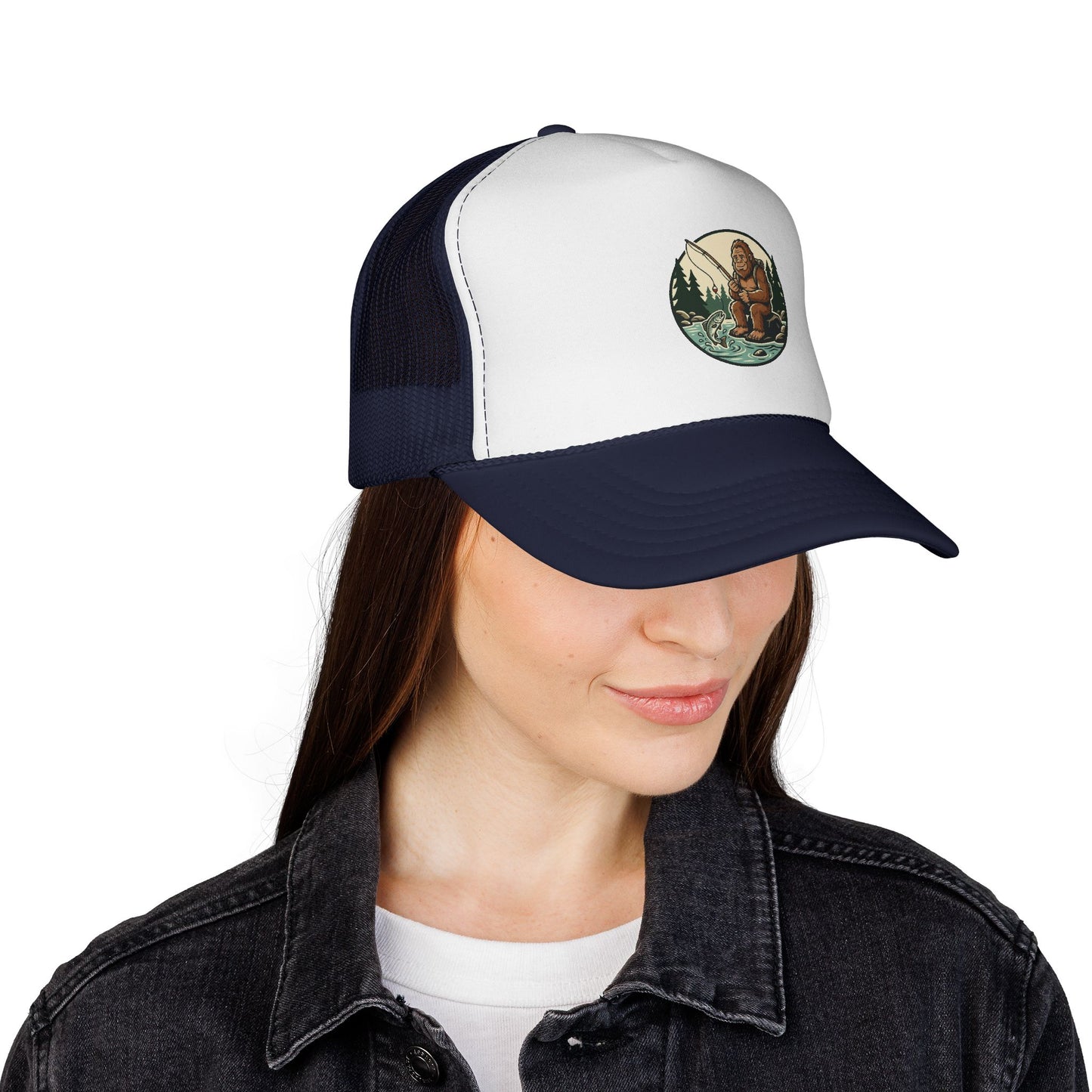 Bigfoot Forest Trucker Cap - Vintage Sasquatch Camping Hat