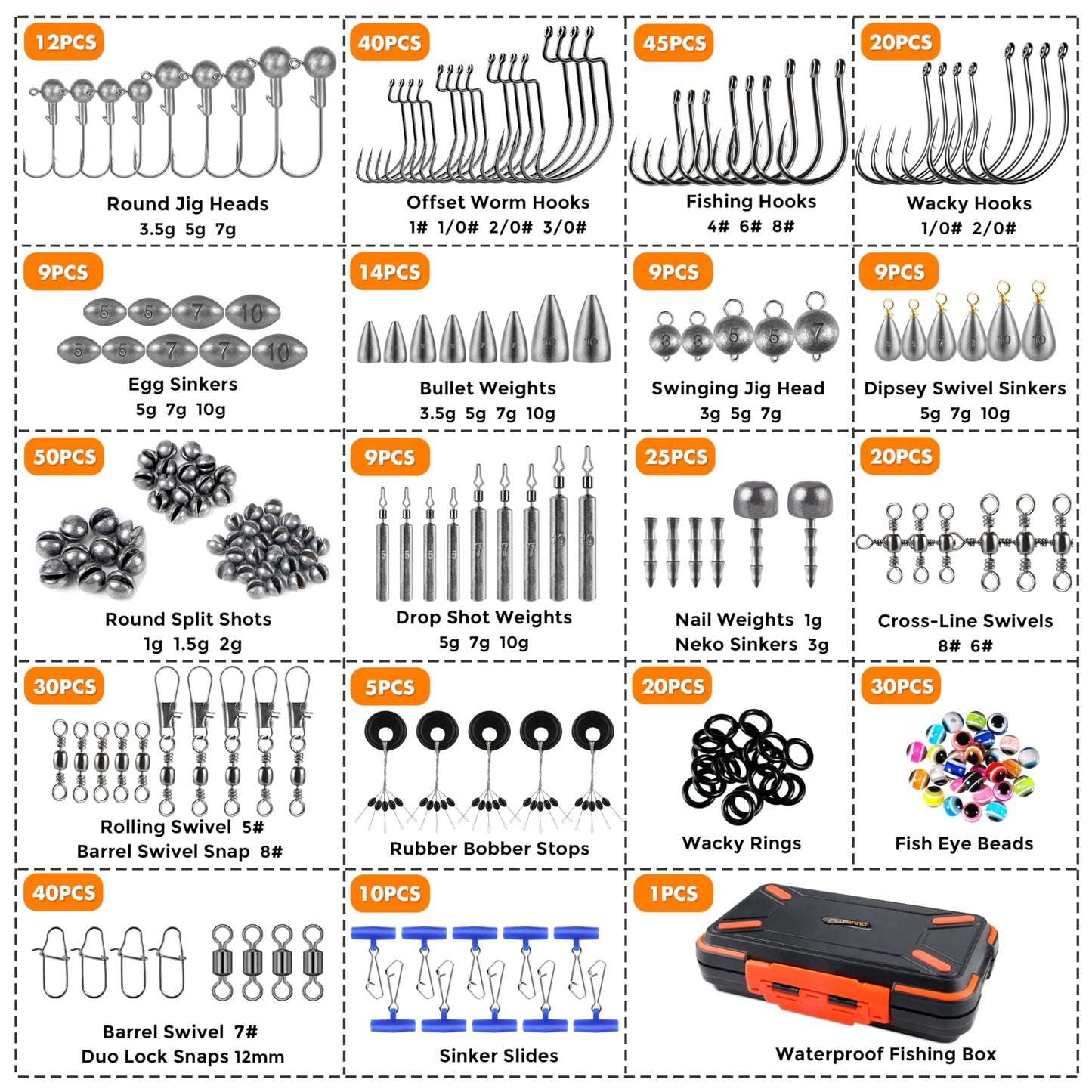 PLUSINNO 264/397pcs Fishing Accessories Kit