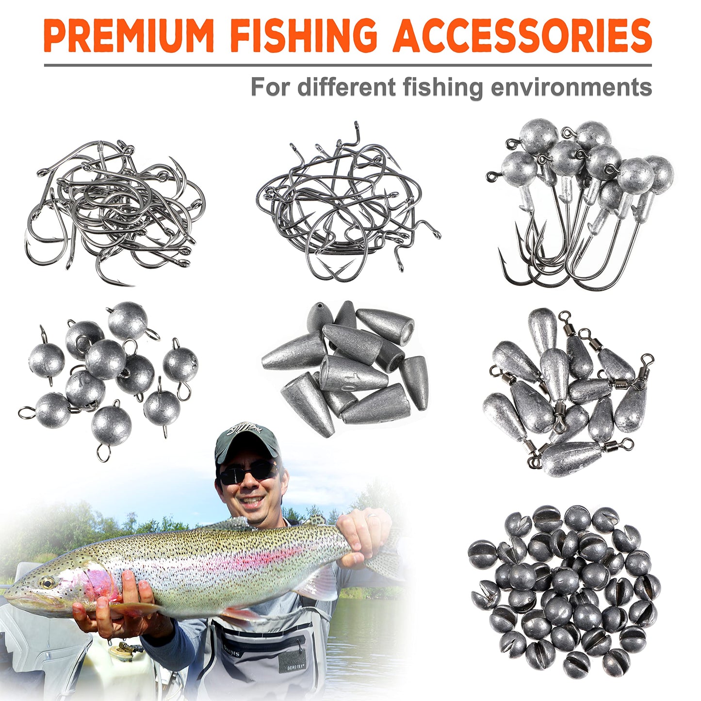 PLUSINNO 264/397pcs Fishing Accessories Kit