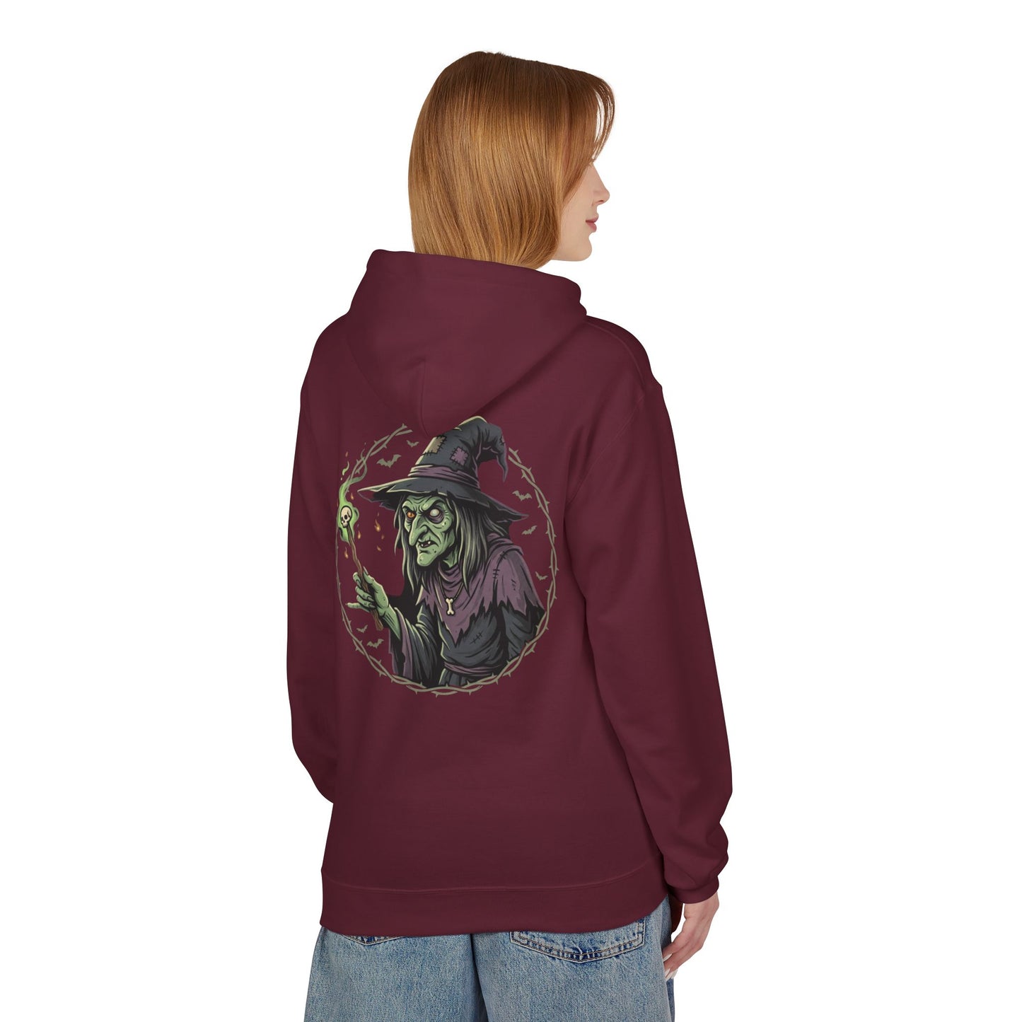 Witchy Green Witch Hoodie – Spooky Halloween Graphic Pullover
